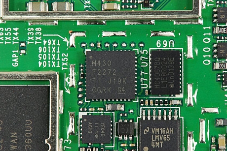　Texas Instrumentsの「M430F2272」16ビット超低消費電力マイクロコントローラ。