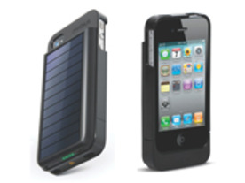 iPhone 4S/4用ソーラーバッテリケース--太陽光充電1時間で約25分の通話