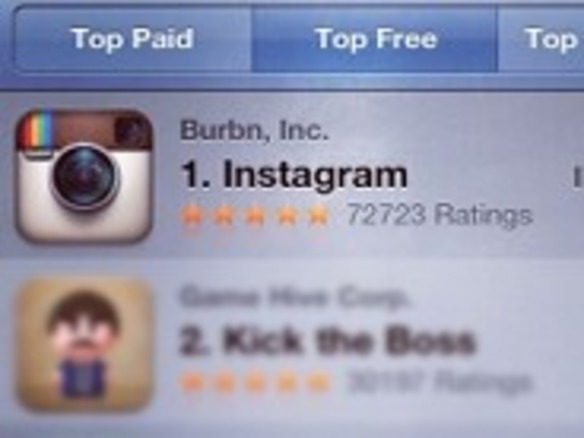 Instagram、米国「App Store」の無料アプリ部門でダウンロード件数1位に