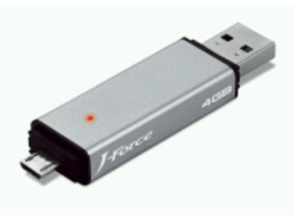 スマホ間でデータ交換も可能に--デュアルコネクタ搭載USBメモリ「JF-UFDP4S」