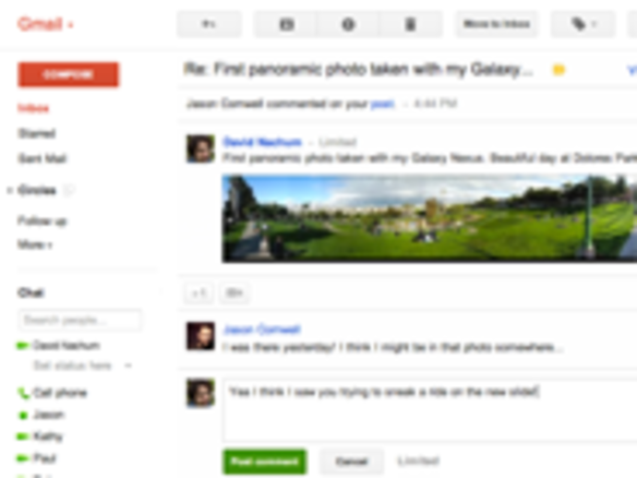 グーグル、「Gmail」の受信トレイから「Google+」への投稿を可能に