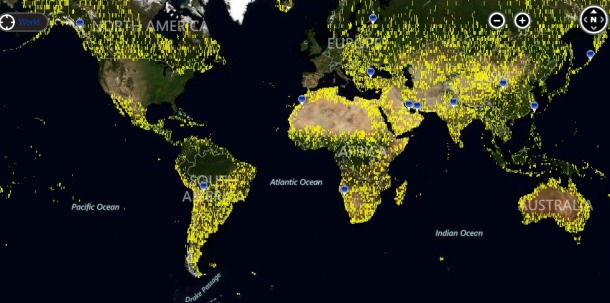 Bing Mapsで新たに表示可能となった衛星写真が全カバー範囲