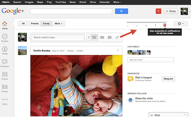 Google+ スライダー機能