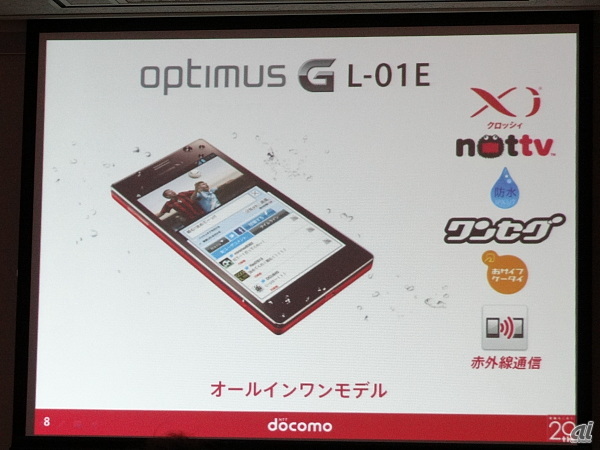 ハイエンドモデルは「docomo NEXT series Optimus G L－01E」（LG電子製）