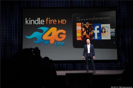 　もう1つ。Amazonは容量32Gバイトで4G LTE対応の8.9インチKindle Fire HDを紹介した。価格は499ドル。データプランは年間50ドルで1カ月あたり250Mバイト。