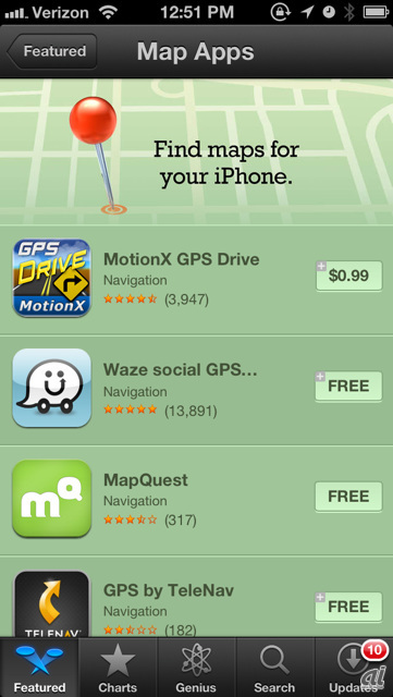 App Storeの中に登場した「地図アプリ」のセクション（US版）