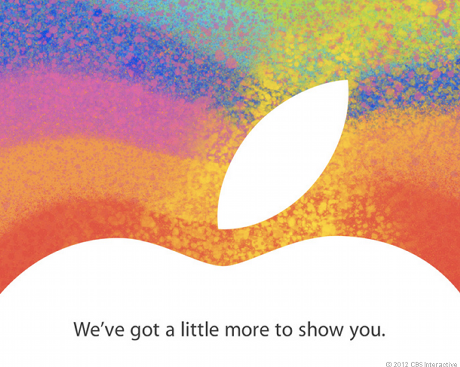 　Appleは米国時間10月16日、米国太平洋時間10月23日午前10時に開始する特別イベントへの招待状を発送した。大きくうわさされてきた「iPad」の小型版「iPad mini」を発表するものと思われる。

　招待状には「We've got a little more to show you」（もう少しお見せしたいものがある）という文章と、Appleのロゴの上部が示されている。
