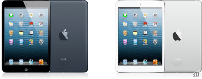 iPad miniのカラーは、ブラック＆スレートとホワイト＆シルバーの2色
