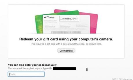 　広く紹介されていなかったが新しい機能として、コンピュータのカメラを使ってギフトカードをスキャンしてその金額をiTunesアカウントに加えることができる。