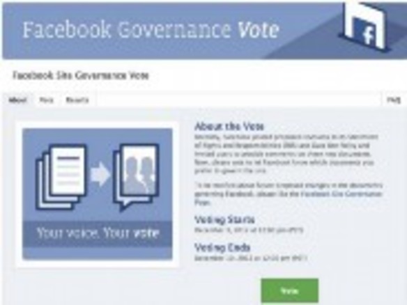 Facebook、ポリシー変更に関するユーザー投票を開始