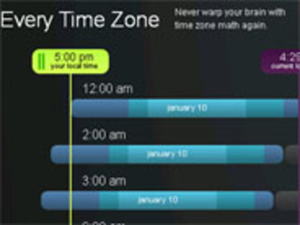 ［ウェブサービスレビュー］世界各国のタイムゾーンを一覧できる「Every Time Zones」