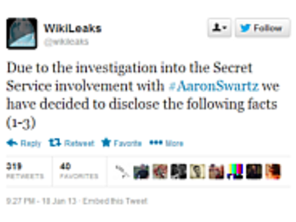 WikiLeaks、自殺したネット活動家A・シュワルツ氏が情報提供者だった可能性を明かす