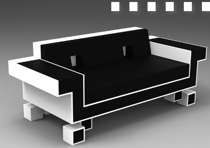 　レトロなスペースインベーダーソファ

　メモリフォームを使用したレザークッションのソファ。