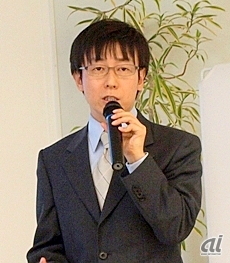 「日本にはいまだない、世界で使われる企業向けソフトウェアを提供したい」と話した青野慶久社長