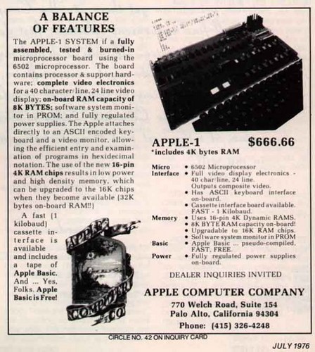 1976年に掲載されたAppleの広告