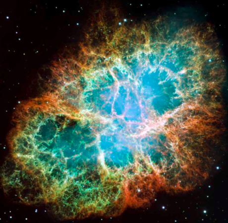 　かに星雲と天文学者が名付けた超新星残骸は、巨大な星の爆発で現在残っている唯一の痕跡である。この超新星は1054年に出現したことを中国と日本の地上の観察者が記録に留めている。