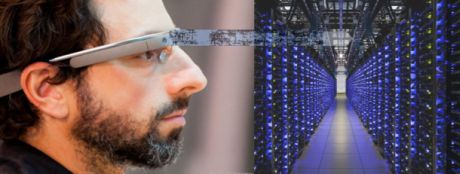  Googleの共同設立者Sergey Brin氏は、データを自分のGoogle GlassからGoogleのサーバへと送っている。