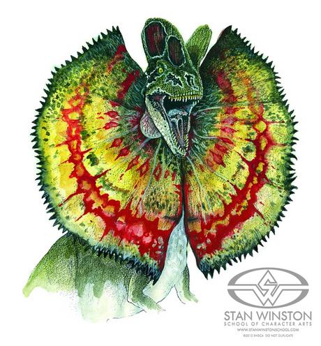 　このイメージ図にそって、ディロフォサウルスのフリルの配色が行われた。