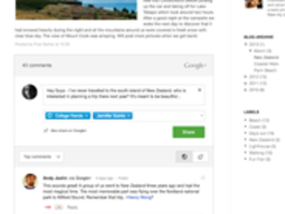グーグル、「Google+」コメントを「Blogger」上で表示可能に