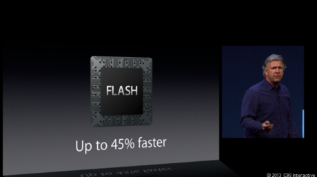 　MacBook Airのストレージを構成するフラッシュメモリも高速化されており、ファイルアクセスが最大45％速くなった。