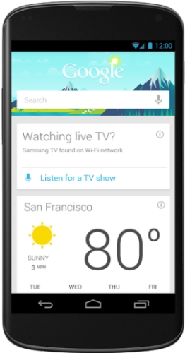 Google Nowカードは、現在見ているテレビ番組に関する情報を提供するようになった。