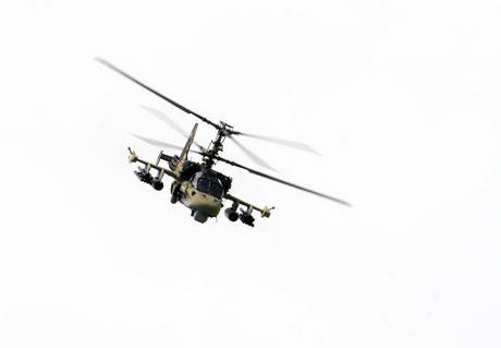 　ロシアのKamov製全天候戦闘ヘリコプター「Ka-52」（Alligator）。