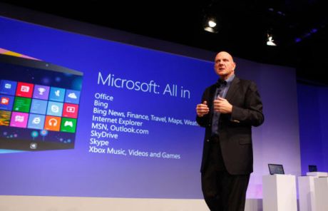 2012年10月にニューヨークでWindows 8を発表した際のMicrosoftのCEOであるSteve Ballmer氏