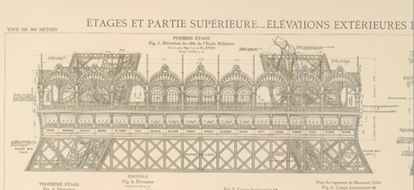 　エッフェル塔は1889年に来場者に公開され、40年にわたって世界で最も高いモニュメントだった。公開以来、2億5000万人超の人々が訪れている。

　この図はGoogle Cultural InstituteとThe Eiffel Tower Operating Companyの共同プロジェクトが公開した、エッフェル塔の設計図の1つだ。この2つの組織は保存記録を丹念に調べて、この素晴らしいモニュメントの建設の様子を年代順にまとめている。