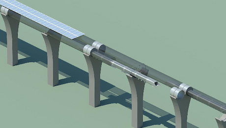 　チューブは鉄製で、2本が横に並んだ状態で溶接されている。支柱が100フィート（約30.5m）ごとにあり、チューブを支えている。チューブ上部にある太陽電池パネルは、駅に電力を供給する。