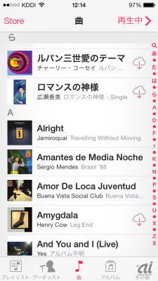 　iTunes in the Cloudとの連携が強化され、曲リストから直接ダウンロードすることが可能になった。