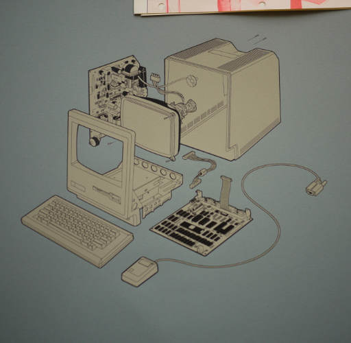 　Macintoshの各部品の組み合わせ方を示した解説図。
