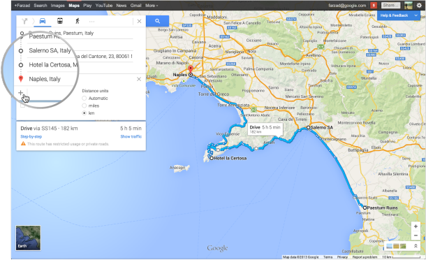 複数の目的地がサポートされたGoogle Maps