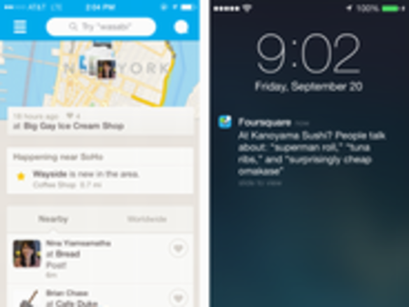 Foursquare、リアルタイム提案機能を「iOS」版アプリにも追加