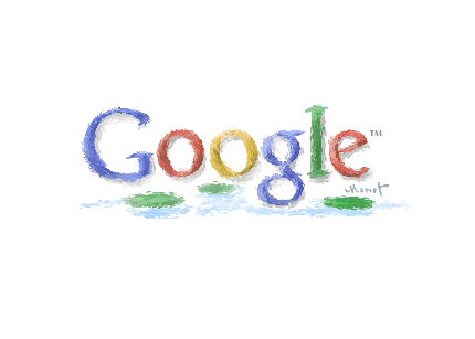 　2001年11月14日のこのDoodleは、Googleの象徴的なロゴをフランス印象派のスタイルで表現することで、画家のクロード・モネの生誕161周年となる日を祝った。