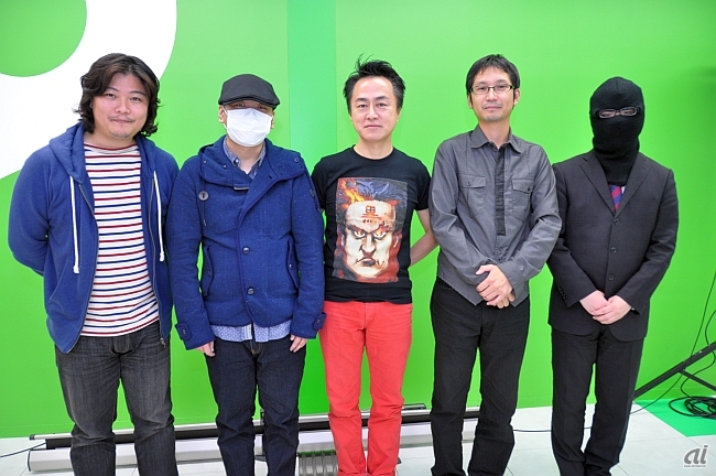 左から、池谷勇人氏、はるしげ氏、黒川文雄氏、ガッチマン氏、実況者：ヒラ氏