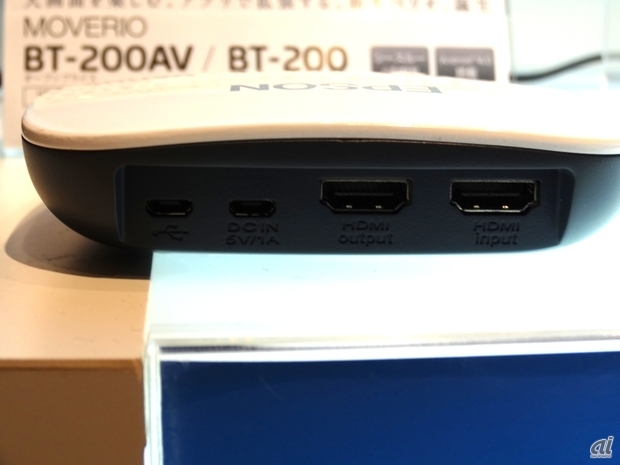 micro USB端子、HDMI入力端子、HDMI出力端子などを備える。