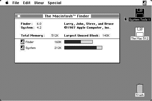 　「System Software 5.0」（「System 4.2」と「Finder 6.0」）がリリースされるまでの約1年半の間、Mac OSには小さな修正やアップグレードのほかにはほとんど変更が加えられなかった。

　このバージョンでは、現在の「About This Computer」の表示と同じく、「About the Finder」のダイアログボックスにRAMの使用量が表示されるように改善された。
