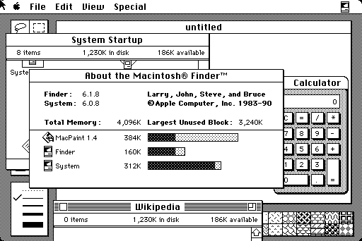 　「System 6」は1980年代の終わり頃に使われたMac OSのバージョン名だ。その後「System 7」がリリースされることになる。

　System 6は協調型マルチタスク機能を備えた初のMacintoshシステムで、旧世代のPowerPC非搭載マシンとしては、最高のMacシステムであると広く認められている。
