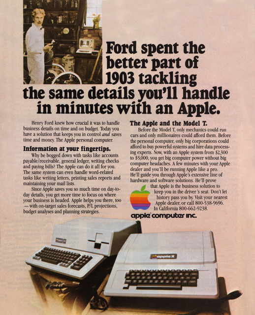　ヘンリー・フォードが登場するApple IIとApple IIIの広告は1981年のものだ。