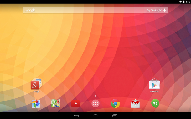 Nexus 7上でのGoogle Now Launcher