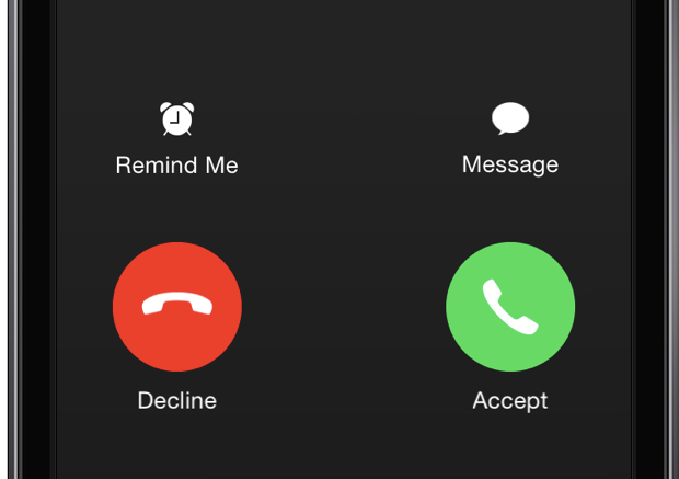 　Phoneアプリから通話を拒否できるようになった。通話を受信した際に赤色の「Decline」ボタンを押すと拒否できる。