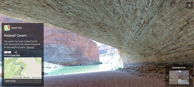 　川沿いにある要所の1つであるRedwall Cavernは、コロラド川が数千年かけてレッドウォール石灰岩を浸食してできたものだ。