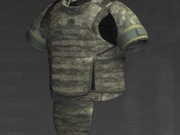 　米陸軍によると、「Improved Outer Tactical Vest」（IOTV）と呼ばれるこのボディアーマーは、従来のアーマーより3ポンド（約1.361kg）軽くなっており（機動性が向上）、防御力も高まっているという。