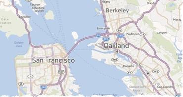 サンフランシスコのベイエリアを示すウェブ版のNokia製地図<