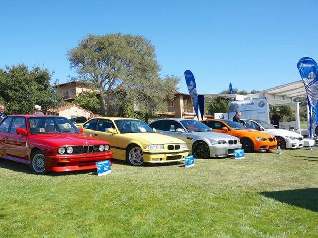 5世代の「BMW M3」

　5世代のBMW M3が横一列に駐車されている。同車種のスタイリングの変遷が一目で分かる。