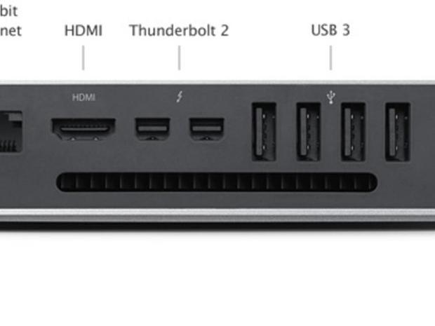 　接続および拡張性としては下記を搭載している：

Thunderbolt 2ポート（最大20Gbps）×2
USB 3ポート（最大5Gbps）×4
HDMIポート
SDXCカードスロット
ギガビットEthernetポート
オーディオ入力ポート
ヘッドフォンポート
IRレシーバ
