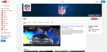 NFLの新しいYouTubeチャネル。プレビュー、ハイライト、ダイジェストなどが投稿される。
