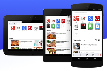 Opera Miniはインターフェースがアップデートされ、より大きなスマートフォンやタブレットにも対応可能となった。