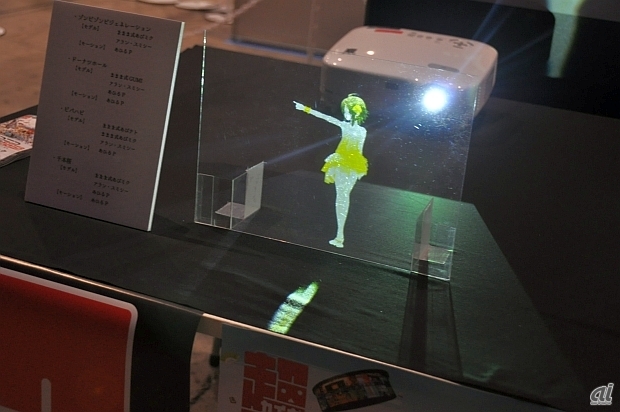 　ユーザー制作のMMD作品を、透明な板に投影させて展示する「超卓上MMD展示会」。