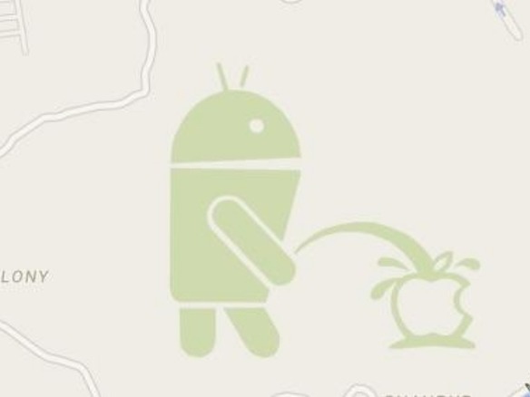 「Google Maps」改ざん、海外ではAndroidとアップルのロゴを使ったものも